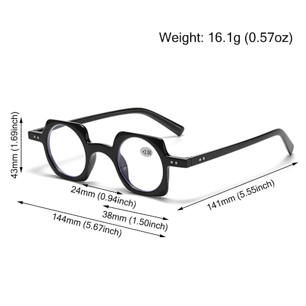 Runda Fyrkantiga Glasögon för Ålderssynthet för Seniorer Damer Herrar Leopard-Strength 2.5x