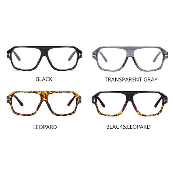 Blåljusblockerande läsglasögon för män och kvinnor, stor ram, fyrkantiga klassiska glasögon Black&Leopard +3.50 strength
