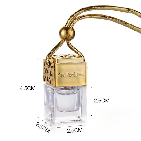 Hängande Diffuser Luftfräschare Bilparfymflaska Doft Tomma Glasflaskor gold-3PCS
