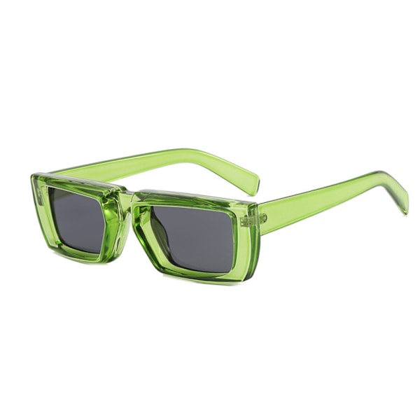 Retro Fyrkantiga Små Solglasögon för Män Kvinnor Utomhus Solskydd Partyglasögon Transparent Green/Gray