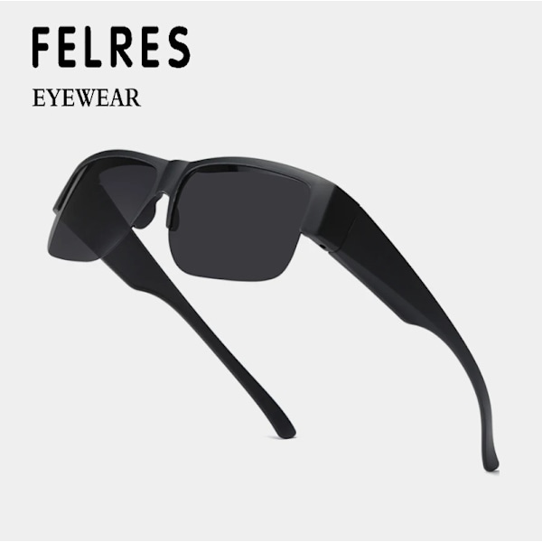 Unisex Halvram Passar Över Glasögon Polariserade Solglasögon Omslutande Glasögon Nya Gray/Gray