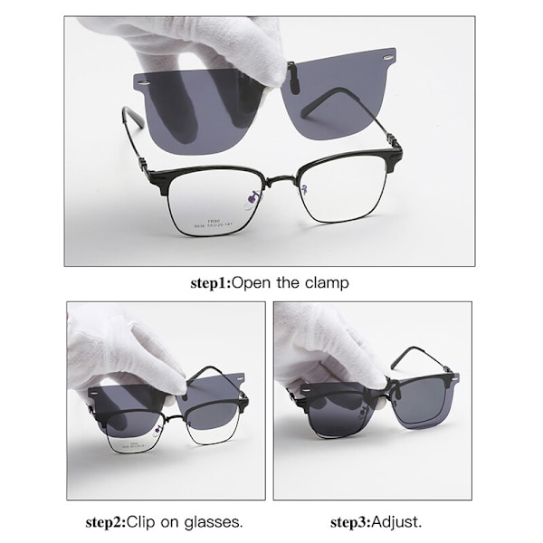 Polariserade Clip On Flip Up Solglasögon Herr Oversize Mörkerseende Körglasögon #1 Photochromic