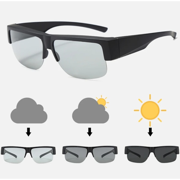 Unisex Halvram Passar Över Glasögon Polariserade Solglasögon Omslutande Glasögon Nya Photochromic
