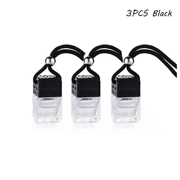 Hängande Diffuser Luftfräschare Bilparfymflaska Doft Tomma Glasflaskor black-3PCS