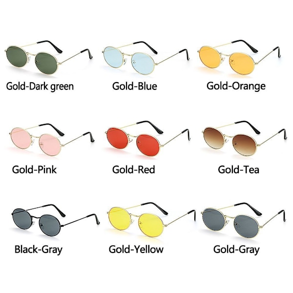 Metall UV400 Gradient Spegelglas Solglasögon Herr Solskydd Ovala Solglasögon Gold-Red