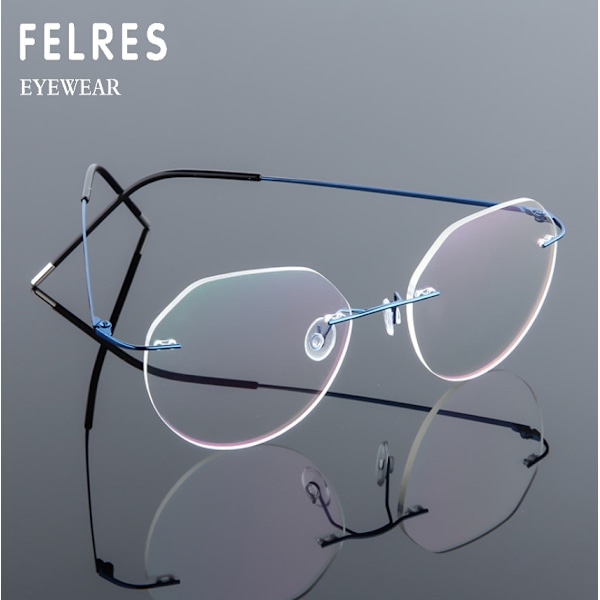 Herr Rimless Metall Anti Blått Ljus Läsglasögon Klar Lins Presbyopiska Glasögon Silver +2.25 strength
