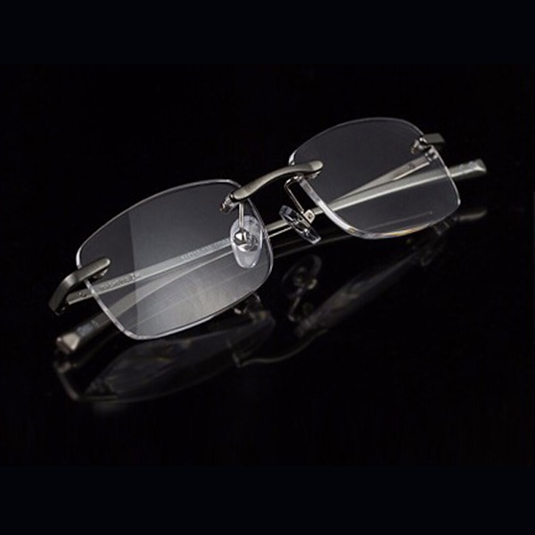 Affärsstil Herr Rimless Läsglasögon Legering Metallram Läsare +100/+300 +1.00 strength