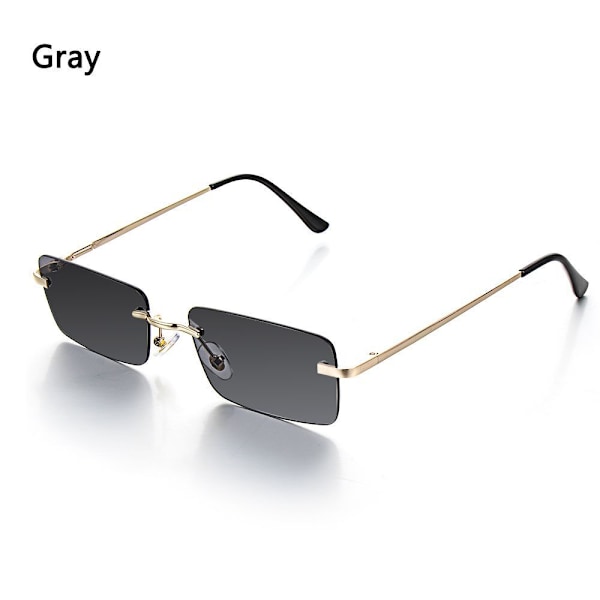 UV400 Rektangulära Bågfria Solglasögon Dam Vintage Solglasögon Gradient Glas Gray