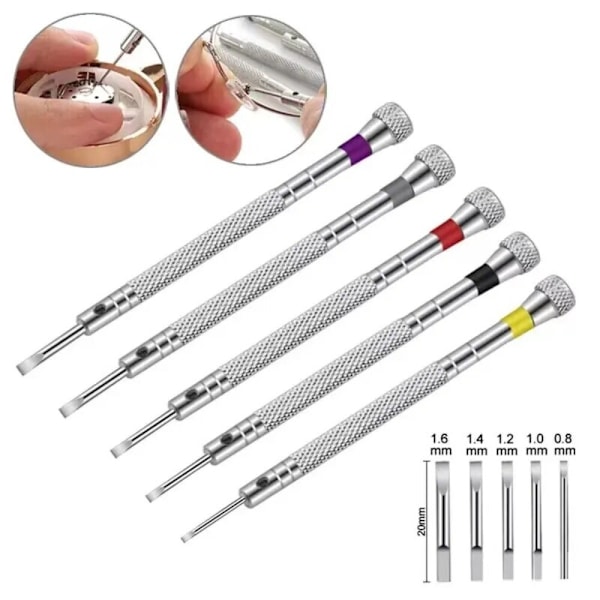 1/13 st Skruvmejselset 0,6-2,0 mm för Hem, Klockor, Glasögon, Smyckesreparation 1.8mm Flat screwdriver