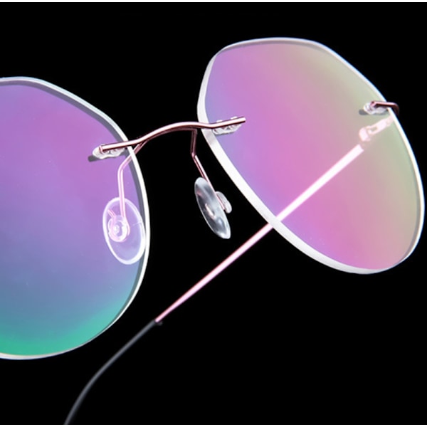 Herr Rimless Metall Anti Blått Ljus Läsglasögon Klar Lins Presbyopiska Glasögon Brown +3.25 strength