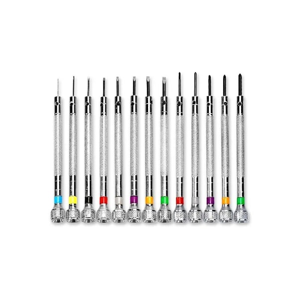 1/13 st Skruvmejselset 0,6-2,0 mm för Hem, Klockor, Glasögon, Smyckesreparation 1.8mm Cross screwdriver