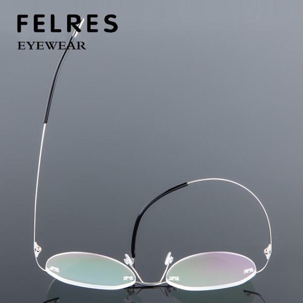 Herr Rimless Metall Anti Blått Ljus Läsglasögon Klar Lins Presbyopiska Glasögon Brown 0