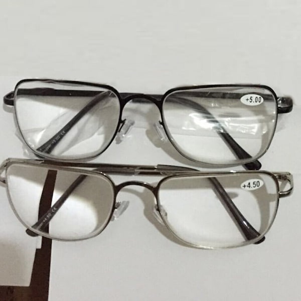Läsglasögon +6.50 +7.00 +7.50 +8.00 Optiska Linser Unisex Svarta Metallbågar Black +6.50 strength