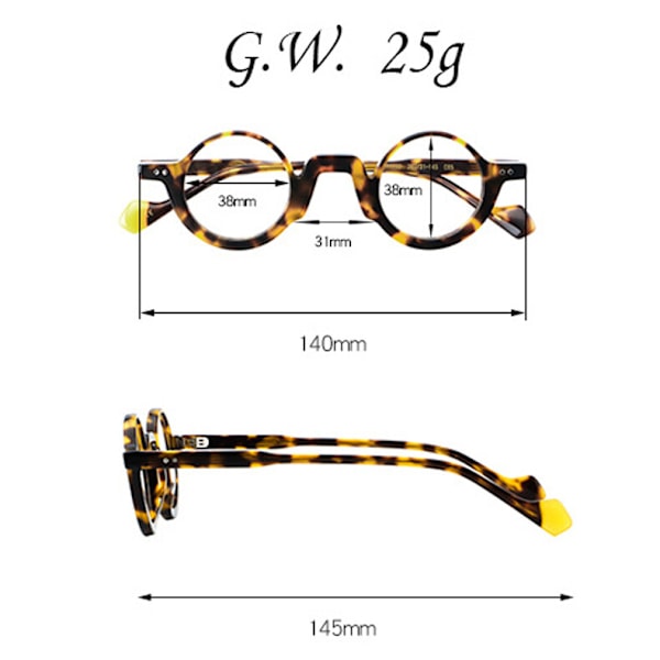 Moderna runda glasögon med acetatbåge för män och kvinnor, klara glas Transparent