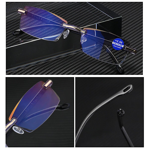 2x Mode Unisex Rimless Läsglasögon Plastram Glasögon +1.00 till +4.00 +1.00 strength