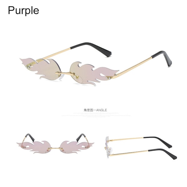 Smal Solglasögon Mode Solglasögon Våg Solglasögon Eldflamma Båglösa purple