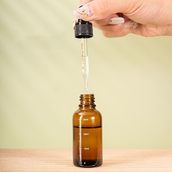 Eterisk Olja Droppflaska Droppflaska med Skala Flytande Pipettflaska 30ml