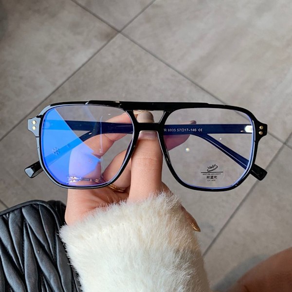 Retro Anti Blått Ljus Glasögon Kvinnor Män Fyrkantiga Glasögon Datorglasögon white