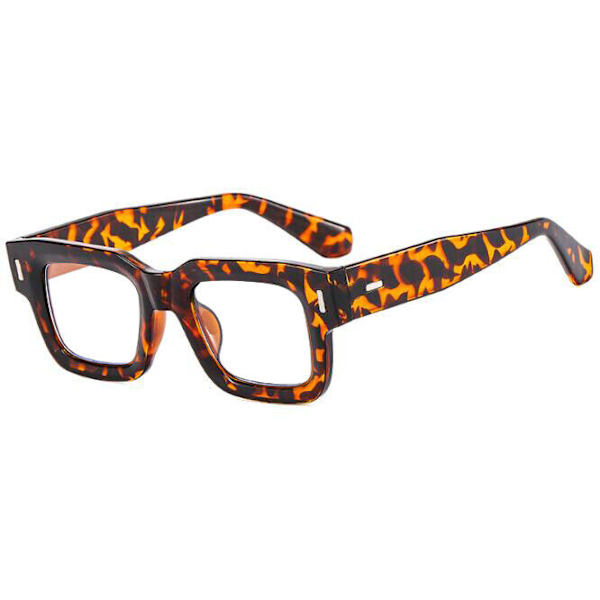 Herr Dam Tjock Ram Anti Blått Ljus Läsglasögon Klassiska Fyrkantiga Glasögon Nya Leopard +6.00