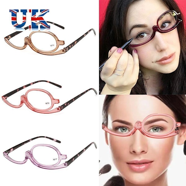 +1.0~+4.0 Dioptri Roterande Smink Läslasögon Förstoringsglas Kvinna Purple-Strength 2.50