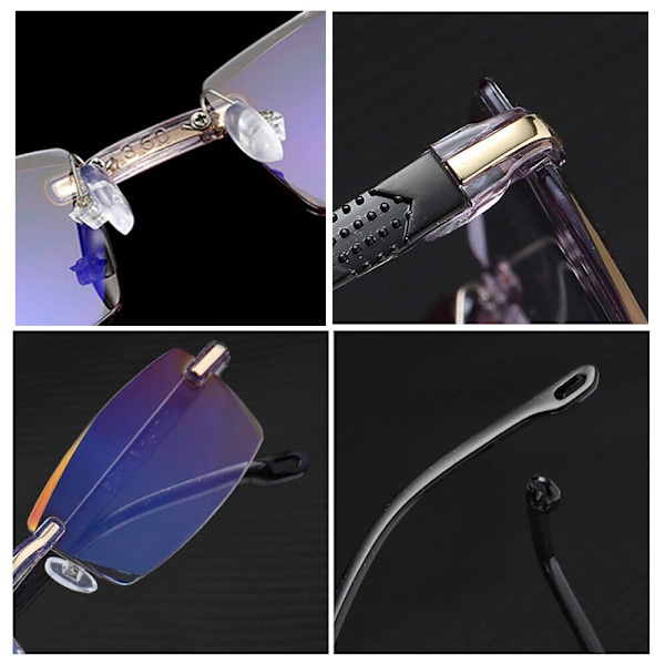 2x Mode Unisex Rimless Läsglasögon Plastram Glasögon +1.00 till +4.00 +1.00 strength