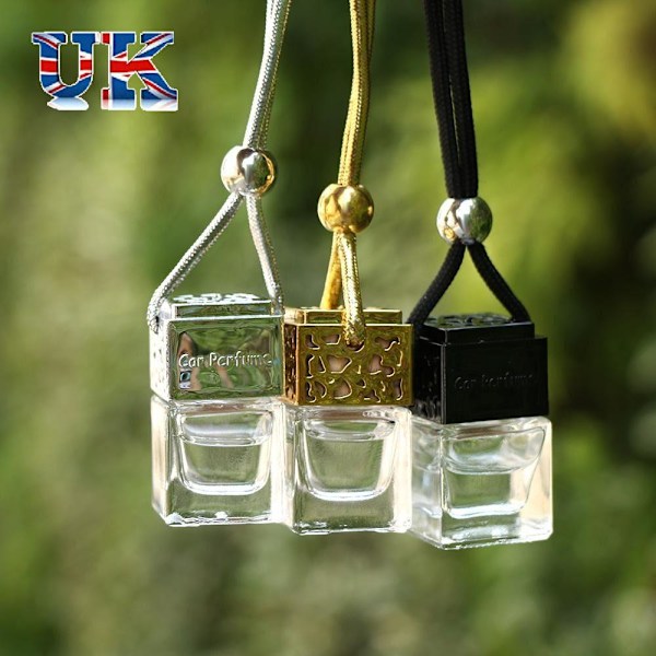 Hängande Diffuser Luftfräschare Bilparfymflaska Doft Tomma Glasflaskor gold-3PCS