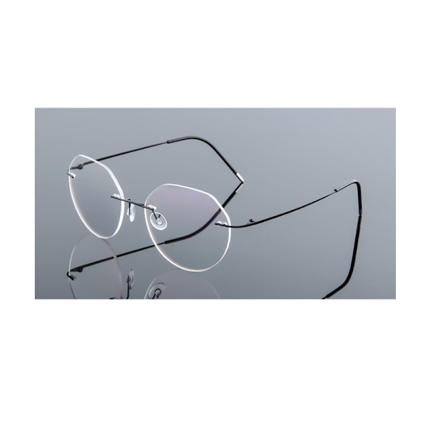 Herr Rimless Metall Anti Blått Ljus Läsglasögon Klar Lins Presbyopiska Glasögon Black +2.00 strength
