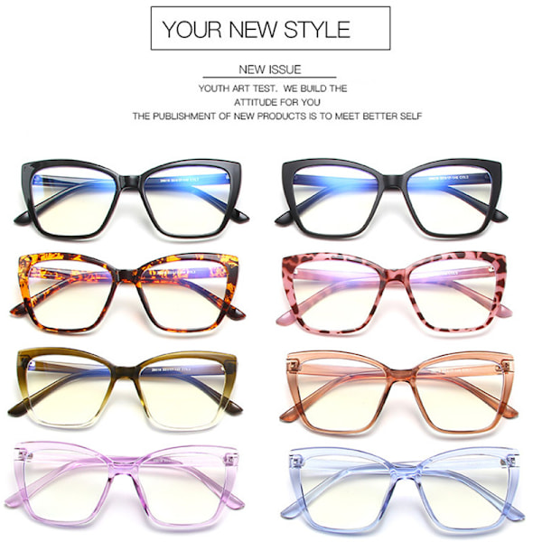 Nya Cat Eye Anti Blått Ljus Läsglasögon För Kvinnor Mode Helbåge Glasögon C2 Leopard +0.25 strength