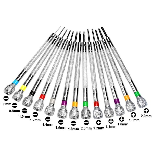 1/13 st Skruvmejselset 0,6-2,0 mm för Hem, Klockor, Glasögon, Smyckesreparation 13pcs Full set