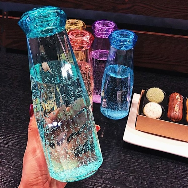 Present Par Kopp Kreativ Färgglad Diamantglasflaska Vattenflaska blue