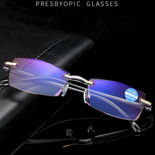 2x Mode Unisex Rimless Läsglasögon Plastram Glasögon +1.00 till +4.00 +1.00 strength