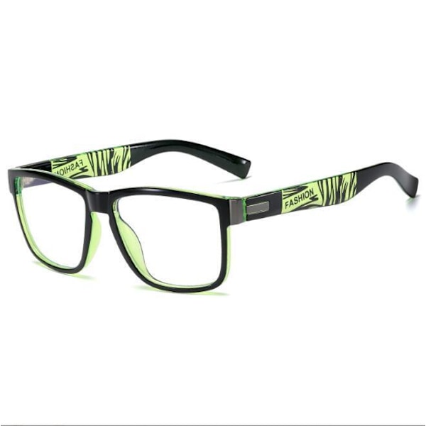 Herr Dam Fyrkantiga Blåljusblockerande Läsglasögon Helbåge Sportglasögon Black&Green +4.00 strength