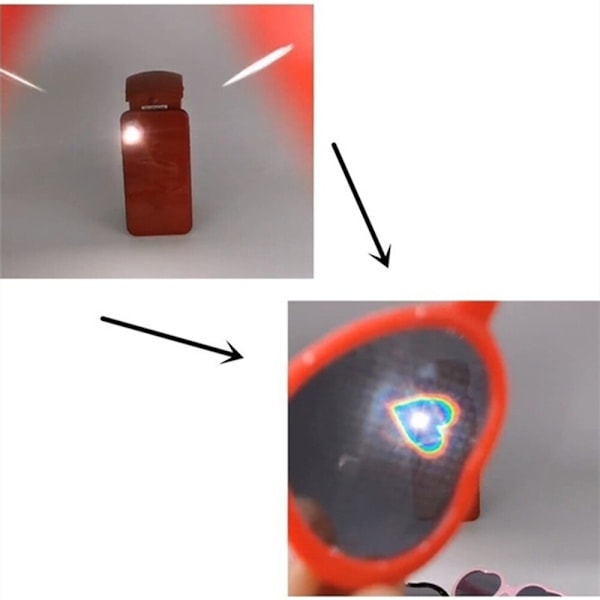Hjärtformade Diffraktionsglasögon Specialeffekt Glasögon Ljus Förvandlas till Kärleksbild Red