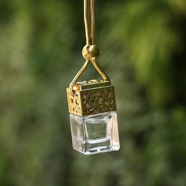 Hängande Diffuser Luftfräschare Bilparfymflaska Doft Tomma Glasflaskor gold-3PCS