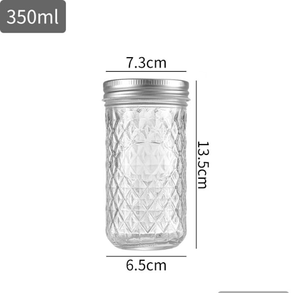 Glasförvaringsburk med diamantmönster, glasburk för delning, ny burk för sylt och juice 650ml
