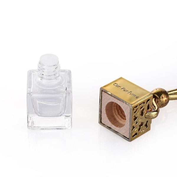 Hängande Diffuser Luftfräschare Bilparfymflaska Doft Tomma Glasflaskor gold-3PCS