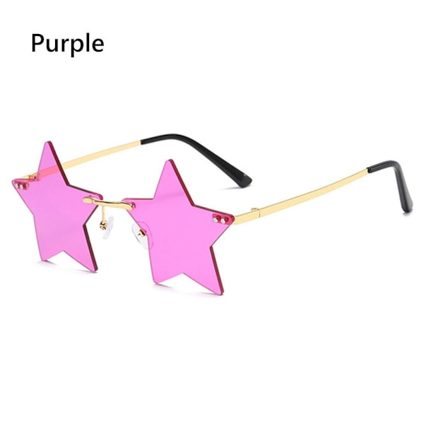 Glasögon Stjärnformade Bågfria Solglasögon Partyglasögon Solglasögon för Kvinnor och Män purple
