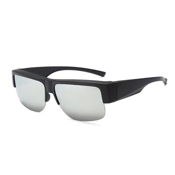 Unisex Halvram Passar Över Glasögon Polariserade Solglasögon Omslutande Glasögon Nya Silver