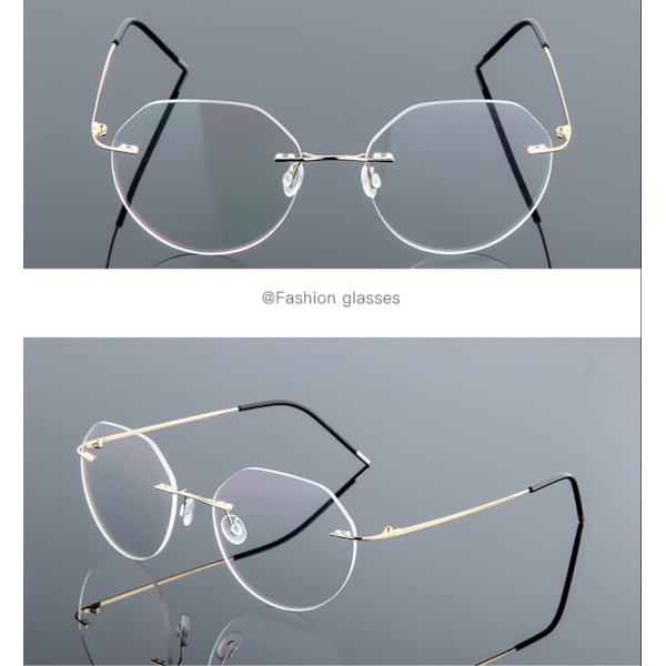 Herr Rimless Metall Anti Blått Ljus Läsglasögon Klar Lins Presbyopiska Glasögon Gold +5.00 strength