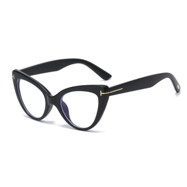 Cat Eye Blåljusblockerande Läsglasögon Dam Genomskinliga Linser Helbåge Matte Black +3.75 strength