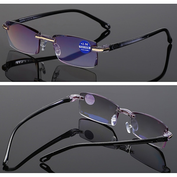 2x Mode Unisex Rimless Läsglasögon Plastram Glasögon +1.00 till +4.00 +1.00 strength