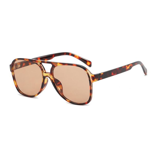Retro Dubbelbåge UV-skydd Färgade Glas Läsglasögon för Män och Kvinnor +1.0~+6.0 Leopard Brown Lens Notes for Left Right Strength