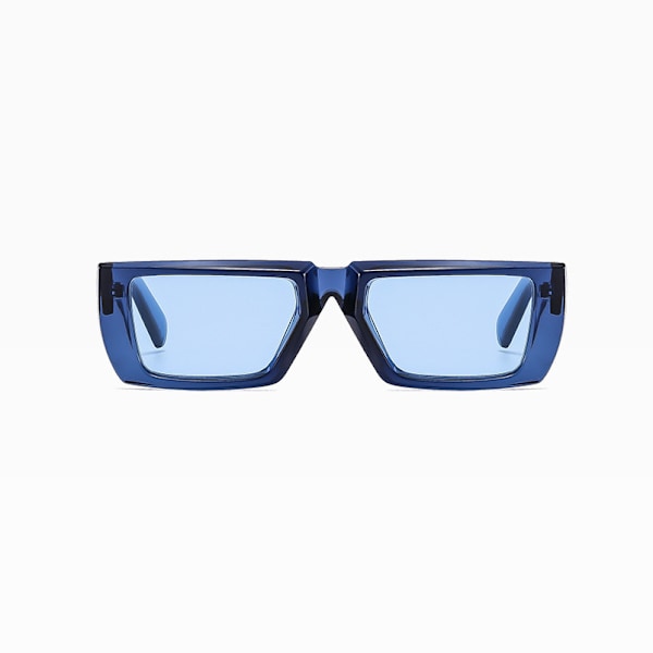 Retro Fyrkantiga Små Solglasögon för Män Kvinnor Utomhus Solskydd Partyglasögon Transparent Blue