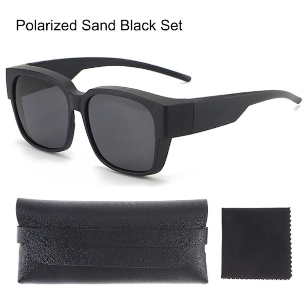 Körning Ridning Passar Över Glasögon Solglasögon Polariserade Omslutande Fyrkantiga Shades Polarized Sand Black Set