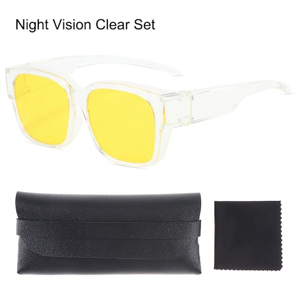 Körning Ridning Passar Över Glasögon Solglasögon Polariserade Omslutande Fyrkantiga Shades Night Vision Clear Set