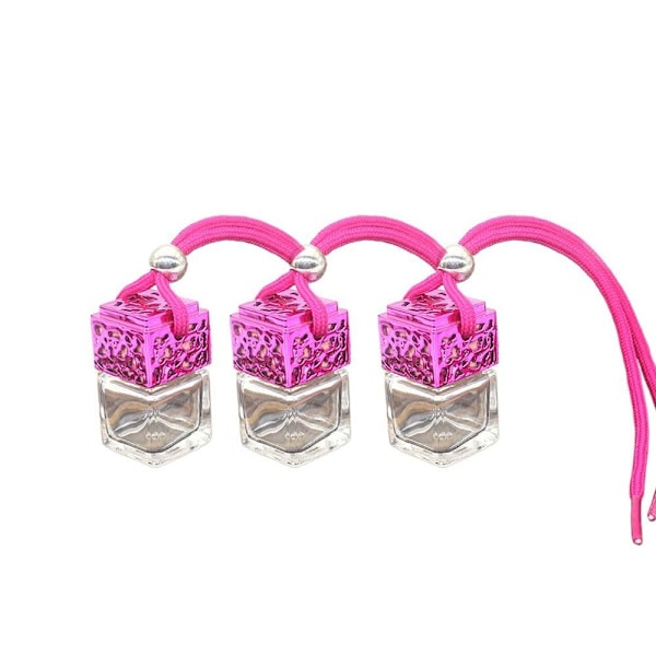 Hängande Diffuser Luftfräschare Bilparfymflaska Doft Tomma Glasflaskor rose red-3PCS