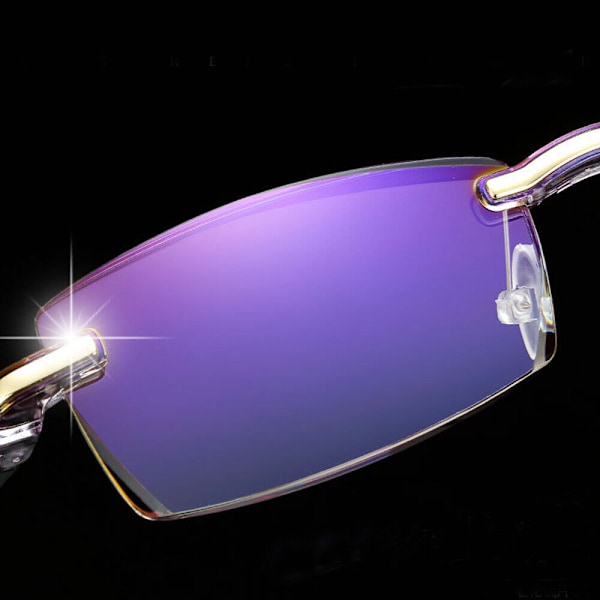 2x Mode Unisex Rimless Läsglasögon Plastram Glasögon +1.00 till +4.00 +1.00 strength