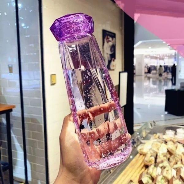 Present Par Kopp Kreativ Färgglad Diamantglasflaska Vattenflaska purple