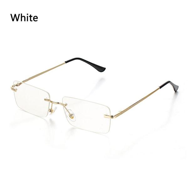 UV400 Rektangulära Bågfria Solglasögon Dam Vintage Solglasögon Gradient Glas White