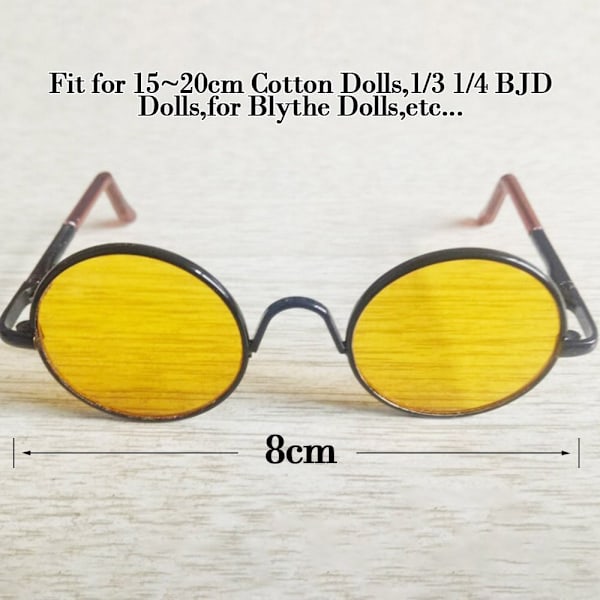 BJD Glasögon För 15~20cm Dockor Kläder Söta Runda Ram Plysch Docka Glasögon 10